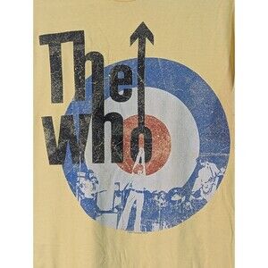 2008 Live Nation THE WHO T Shirt Mens Medium Yellow Distressed Rock Music Retro